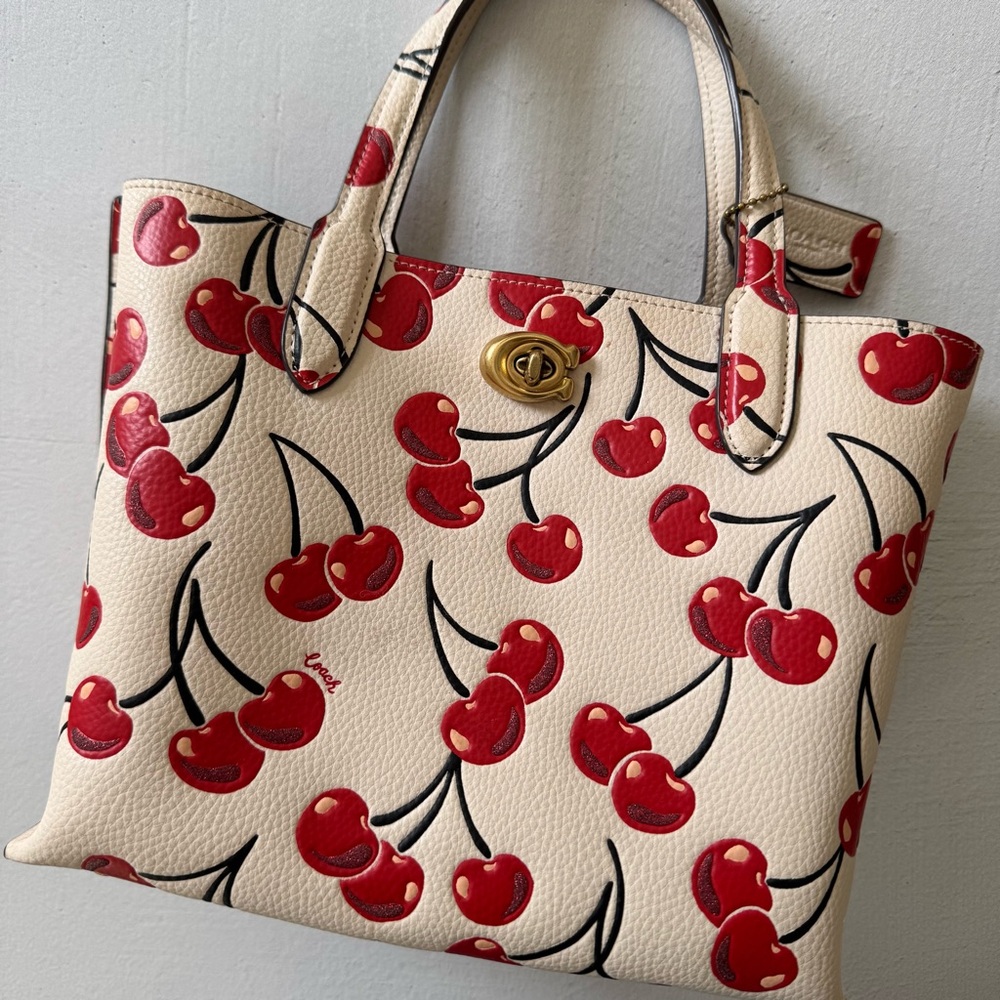 Coach Willow Tote Bag 24 With Cherry Print Crossbody Shoulder Bag - Picture 2 of 12